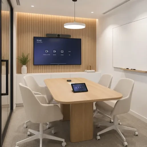 Salle de réunion équipée pour la visioconférence